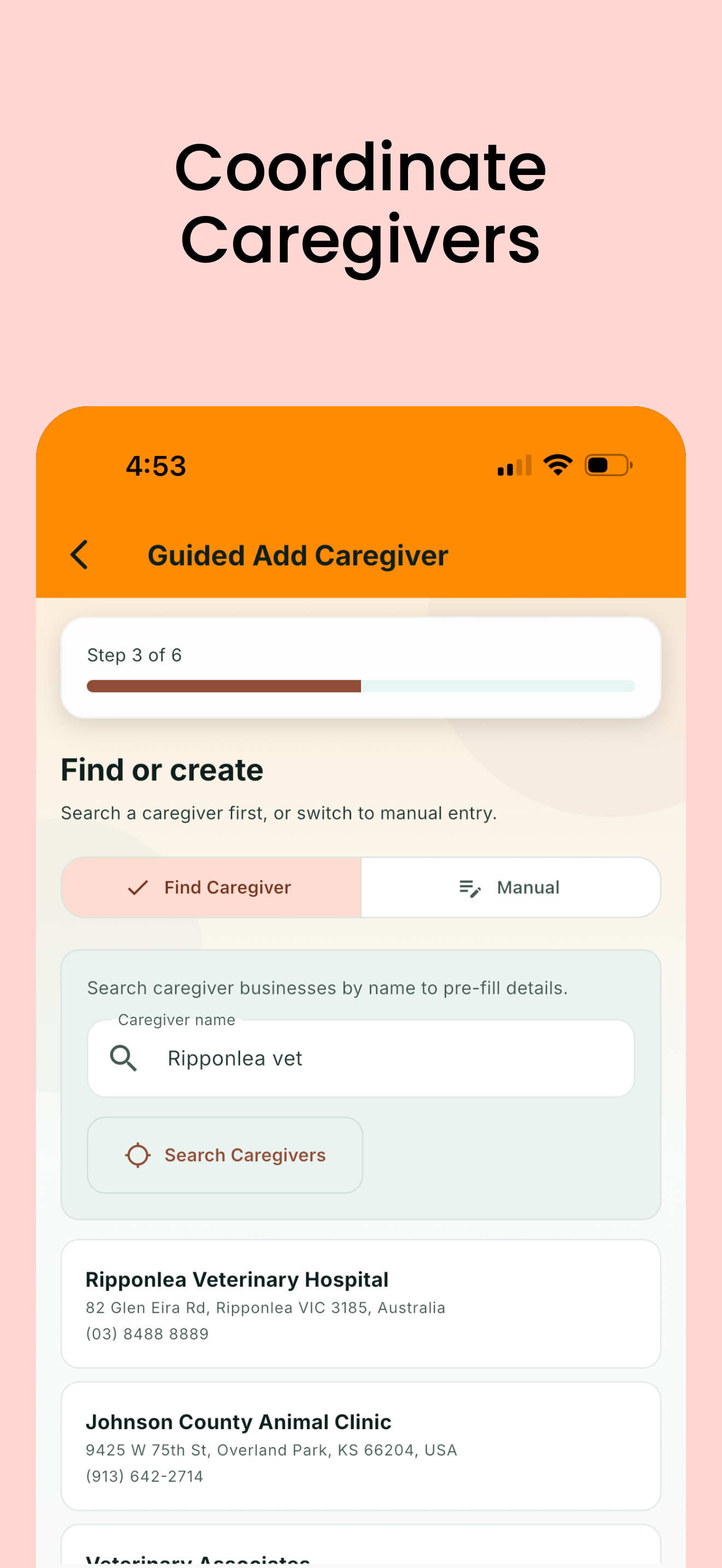 Caregiver screen