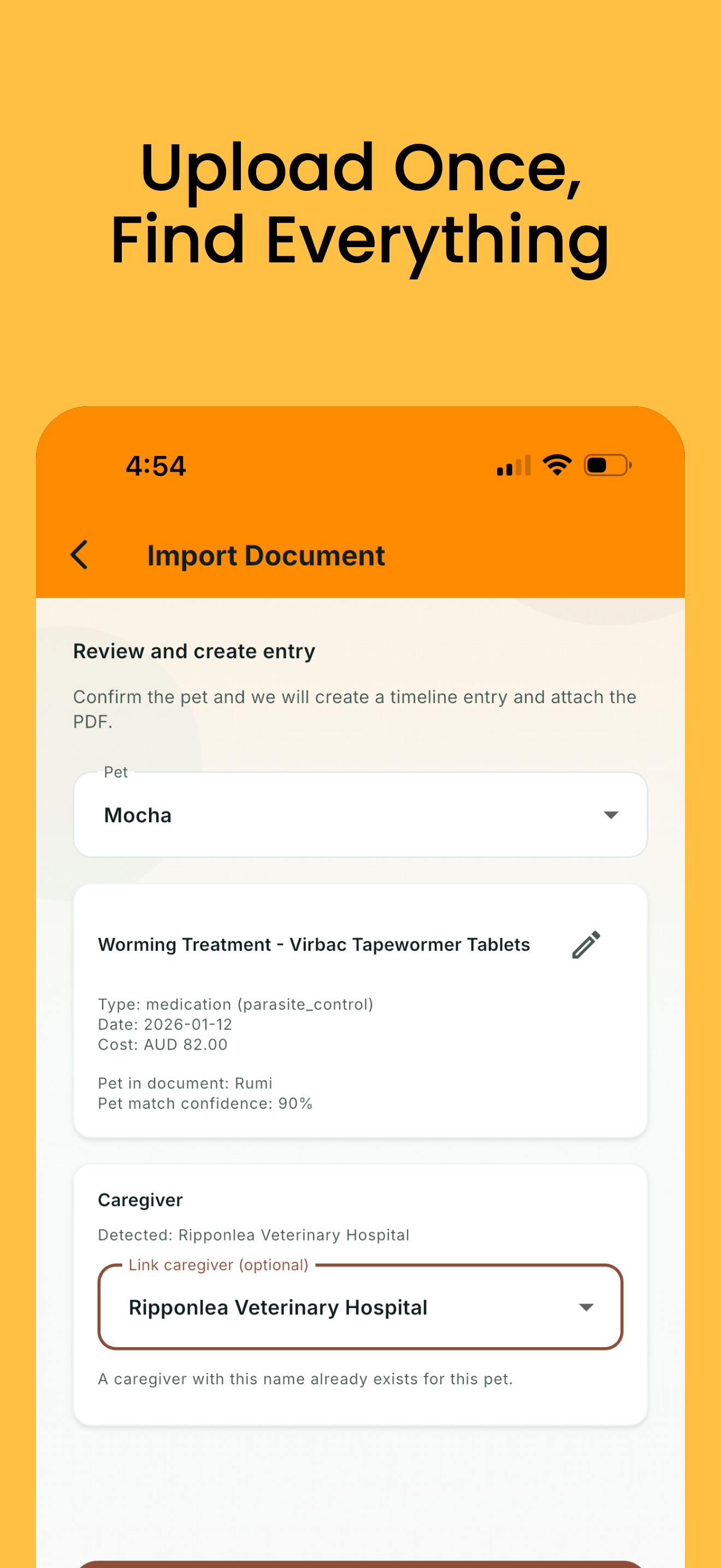 Import document screen