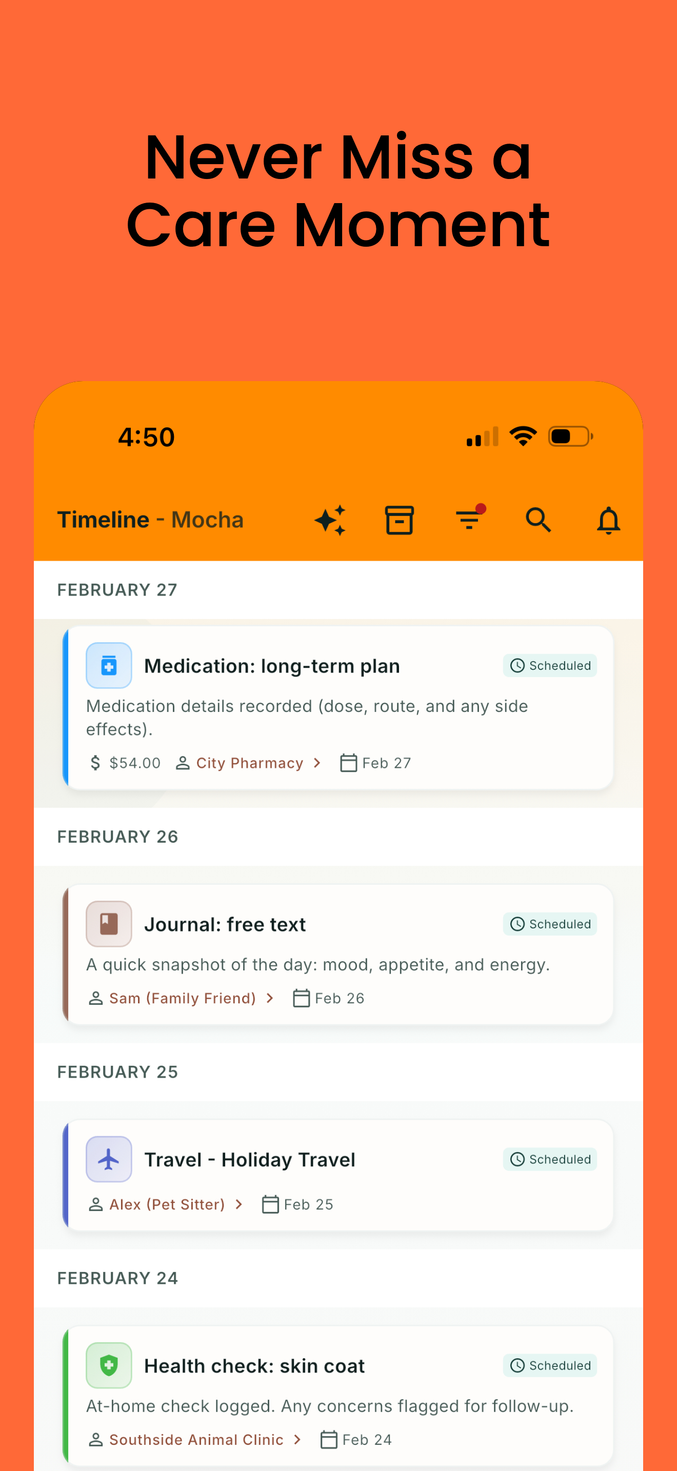 Timeline screen